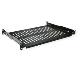 Product image: Polica fiksna za 19" rack, 1U, 485mm x 350mm, pogodna za rack-ove do 600mm dubine, nosivost do 25kg, crna