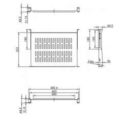 Product image: Polica fiksna za 19" rack, 1U, 485mm x 350mm, pogodna za rack-ove do 600mm dubine, nosivost do 25kg, crna