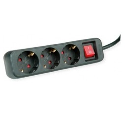 Slika proizvoda: Produzni kabal sa 3 uticnice i osvijetljenim dvopolnim prekidacem 1.5m, max. cap. 3600W, max volt. 250V AC - crni
