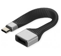Product image: ROLINE USB 3.2 Gen 2 silikonski kabl, C-A, M/F, 11 cm, crni