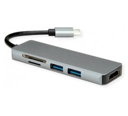 Slika proizvoda: ROLINE USB Type C Docking station 5-u-1, HDMI 4K30, 2x A USB 3.2 Gen 1, SD/MicroSD Card Reader
