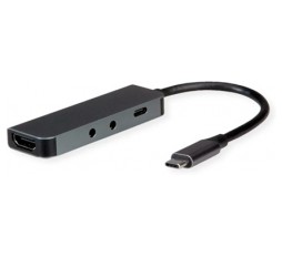 Slika proizvoda: ROLINE USB Type C Docking station 4-u-1, 1x4K HDMI, 2x Audio (TRRS + Mic), 1x USB Type C PD (Power Delivery)