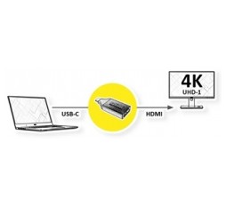 Slika proizvoda: ROLINE USB Type C - HDMI Display Adapter, 3840 x 2160 @60Hz (4K, UHD-1), M/F