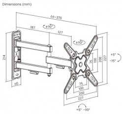 Product image: VALUE TV nosač za monitor, zidni, 3 zgloba, 13–43 inča, max. 20 kg