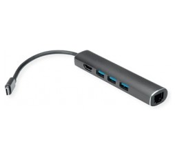 Slika proizvoda: VALUE USB Type C Docking station 5-u-1,1x4K HDMI 3840x2160 @30Hz, 3x USB 3.2 Gen 1 5Gbit/s, 1xRJ45 Gigabit Ethernet