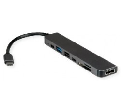 Slika proizvoda: VALUE USB Type C Docking station 7-u-1, 1xHDMI 4K60, 2x USB 2.0 (A+C) + 1x USB 3.2 Gen1 (A), 1x Type C (Power Delivery), 1x SD/TF