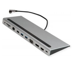 Slika proizvoda: VALUE USB Type C Docking station 11-u-1, 1x 4K HDMI/DP, VGA, 2x USB 3.2 Gen 1, 1x USB 2.0, 1x SD/Micro SD Card Reader, 1x USB Type C PD (Power Delivery), 1x Gigabit Ethernet, 1x 3.5mm Audio